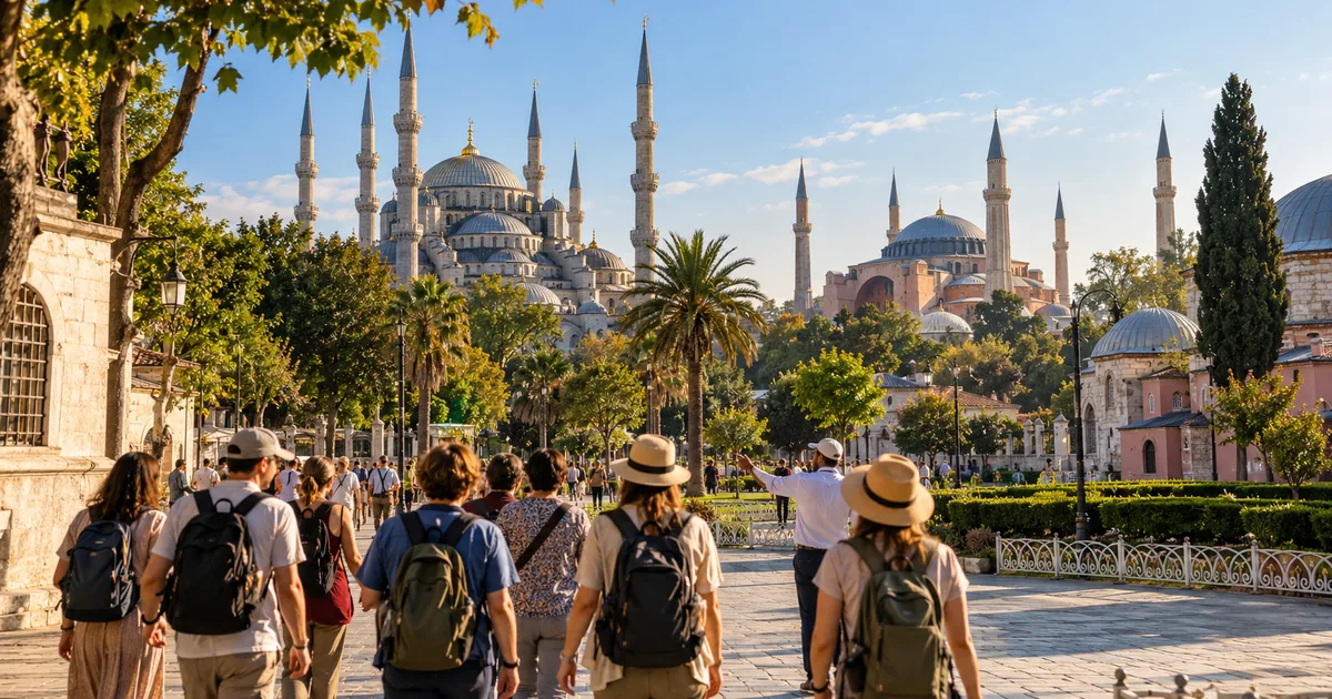Small group on a free walking tour of Sultanahmet, Istanbul